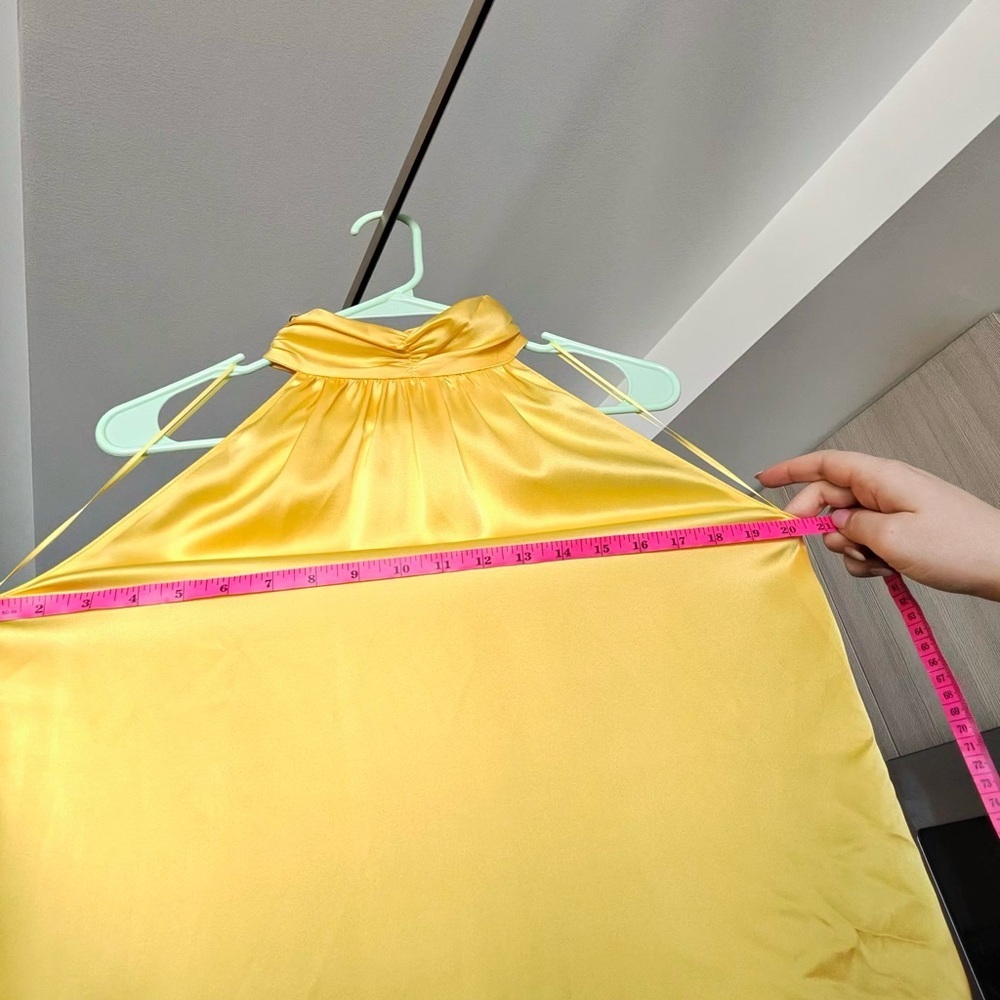 Amanda Uprichard Chaya Top Canary Yellow 100% Silk Mock Neck Small - Picture 13 of 13